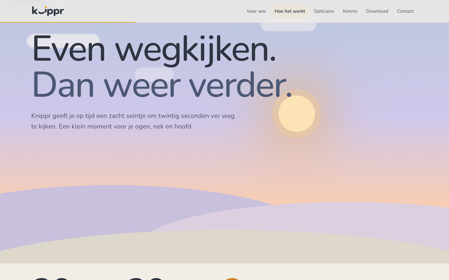 Knippr met de uitleg Even wegkijken, dan weer verder in een rustig geïllustreerd landschap